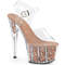 Босоніжки Pleaser Adore-708G на підборах 7 дюймів, босоніжки з ремінцем на щиколотці 2 3/4 дюйма з блискучими вставками, прозорі/рожеве золото