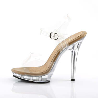 Босоножки Lip-108, каблук 5 дюймов, ремешок на щиколотке шириной 3/4 дюйма, бежевый/прозрачный