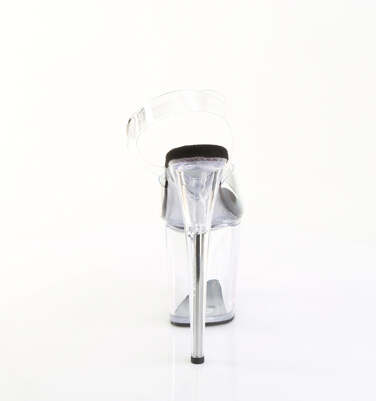 Босоніжки Flamingo-808PREM на підборах 8 дюймів, босоніжки з ремінцем на щиколотці 4 дюйми, прозорі-чорні/прозорі