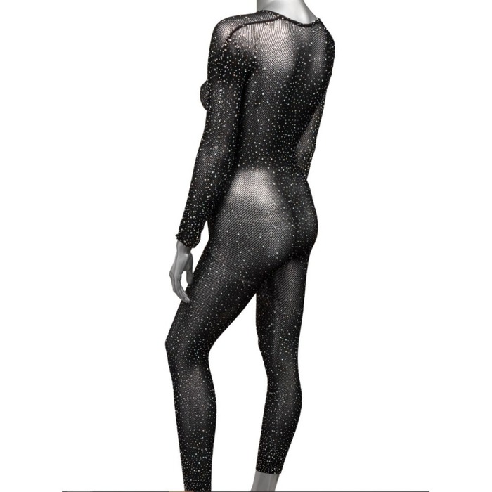 Комбинезон в сетку CalExotics с открытым доступом и стразами, черный