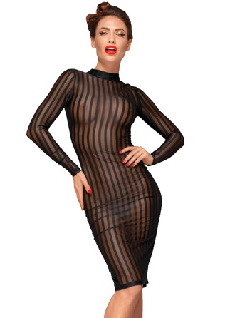 Платье прозрачное в полоску Noir Handmade F182 черное, XXL