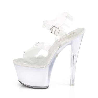 Босоножки Discolite-708, каблук 7 дюймов, ремешок на щиколотке шириной 2 3/4 дюйма со светодиодной подсветкой, прозрачный/белый
