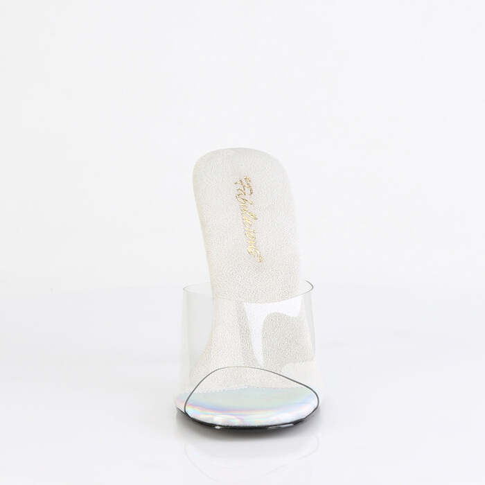 Шльопанці Gala-01DML на підборах 4 1/2 дюйма з великим (4 мм) RS, прозорі/сріблясті AB RS