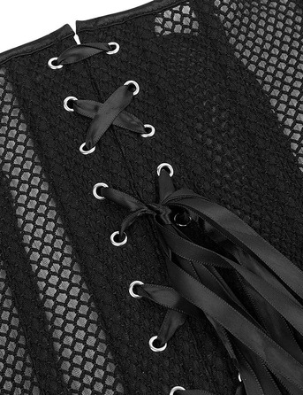 Корсет із сітки з візерунком Star Night з гачками та шнурівкою, з трусиками в комплекті, L (без коробки)