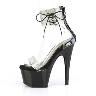 Босоніжки Adore-727RS на підборах 7 дюймів, босоніжки з манжетою на щиколотці 2 3/4 дюйма з RS, блискавка ззаду, прозорі/чорні