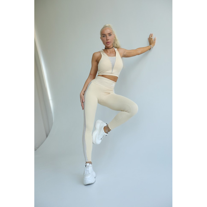 Спортивный топ Fitzona Beige с поддержкой для йоги и фитнеса