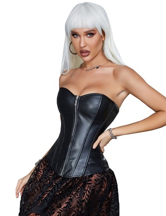 Корсет с застежкой молнией Star Night Sexy Leather и шнуровкой, черный, XS (без коробки)