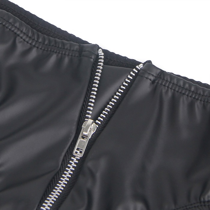 Труси на блискавці StarNight з екошкіри, чорні, S