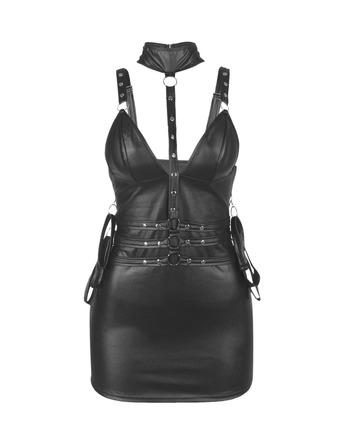 Платье из искусственной кожи и ремешками на руки и шею Star Night с трусиками, черный, XL