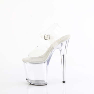 Босоніжки Treasure-808FLA на підборах 8 дюймів, босоніжки з ремінцем на щиколотці 4 дюйми з відділенням для людей з інвалідністю, прозорі