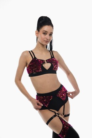 Dance Exo Sequin – Топ Із Вирізом Та Бретелями Для Exotic, Heels Та Сценічних Виступів - білий