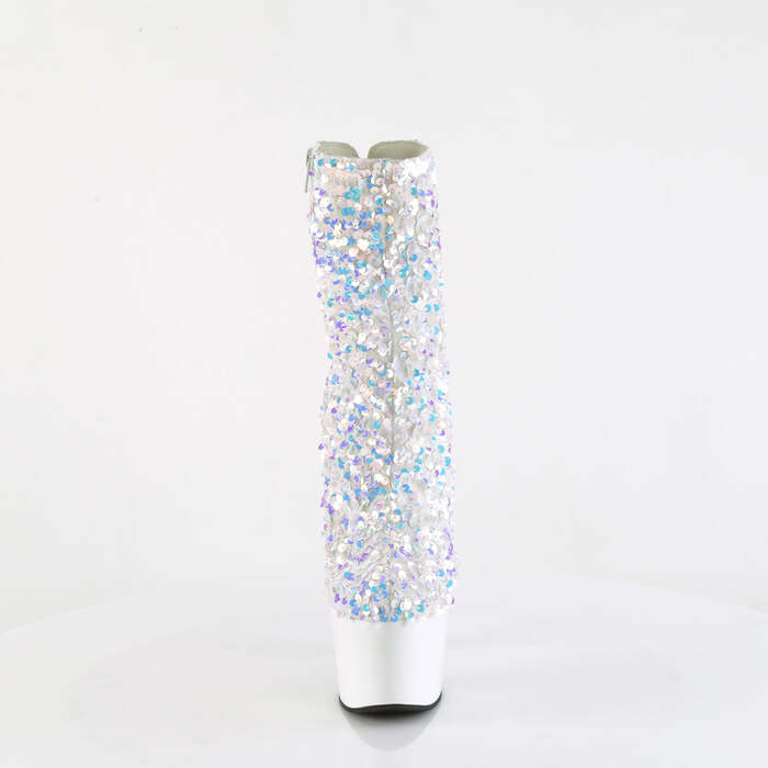 Ботильоны Adore-1042SQ, каблук 7 дюймов, высота 2 3/4 дюйма, блестки, молния внутри, белые