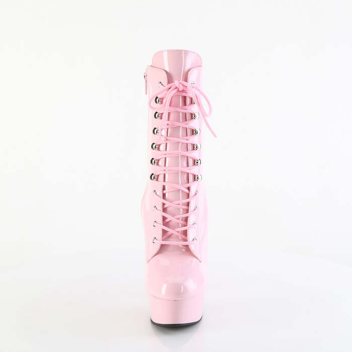 Чоботи Delight-1020 на підборах 6 дюймів, чоботи до щиколотки 1 3/4 дюйма зі шнурівкою спереду, блискавка збоку, ніжно-рожеві