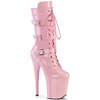 Чоботи Flamingo-1053 на підборах 8 дюймів, чоботи до середини ікри 4 дюйми зі шнурівкою та пряжкою, блискавка збоку, ніжно-рожевий лак