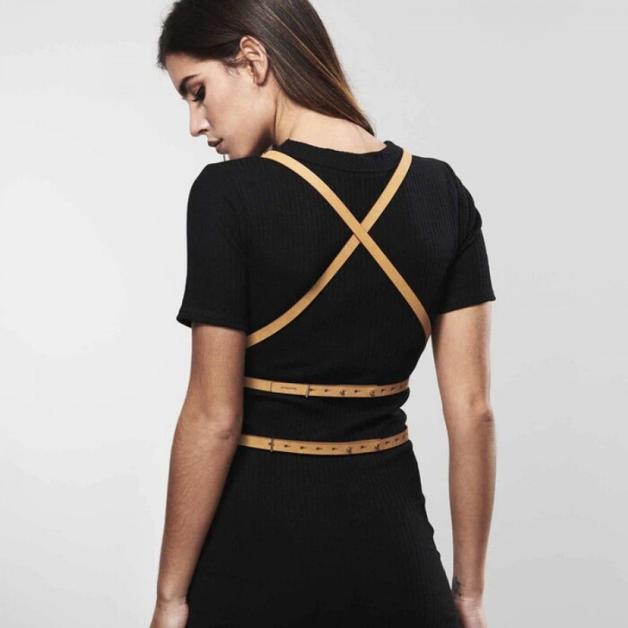 Портупея на груди з акцентом на талії MAZE Bijoux Indiscrets бежева, OS