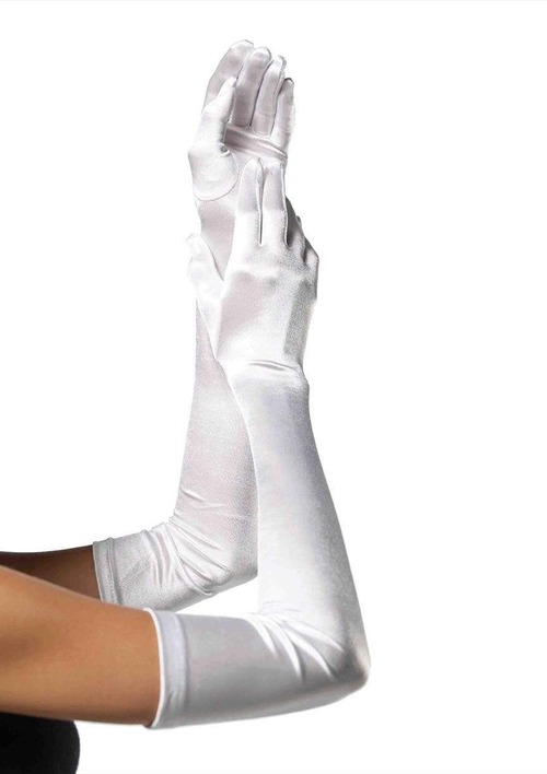 Рукавички Extra Long Opera Length Satin Gloves від Leg Avenue, білі