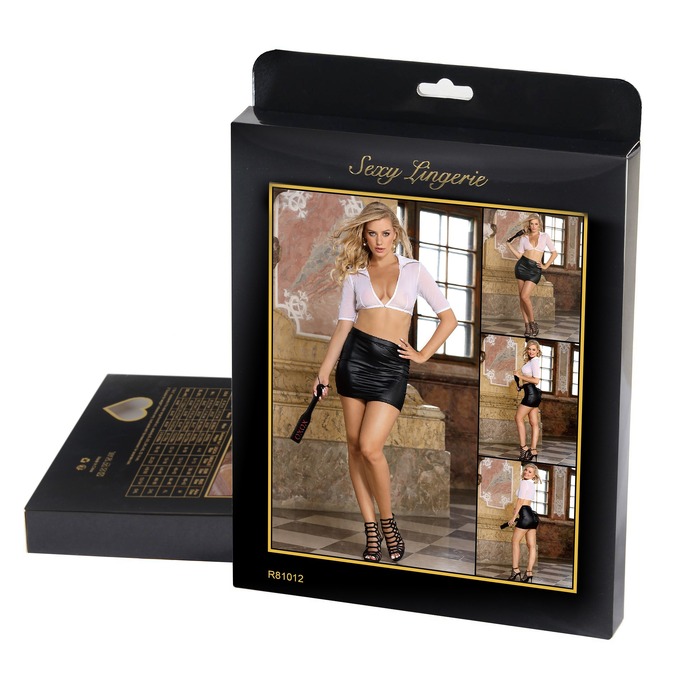 Костюм секретарки Star Night сорочка та спідниця, чорно-білий, XS-S