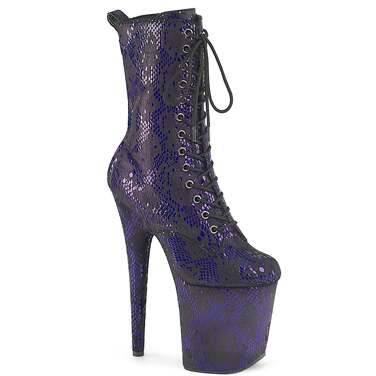 Ботинки Flamingo-1040SPF *Каблук 8 дюймов, 4-дюймовый PF-ботинок со шнуровкой спереди, молния сбоку, фиолетовые