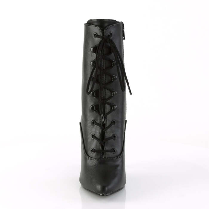 Ботильйони на шнурівці Boots Seduce-1020, 5 дюймів, з блискавкою збоку, чорні, веганська шкіра