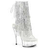 Ботильоны Delight-1017RSF с открытым носком и пяткой, шнуровкой, бахромой, серебристо-прозрачные, каблук 15 см, PF 3/4 дюйма