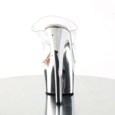 Шлепанцы Sky-302 с каблуком 7 дюймов, двухполосные, прозрачный/серебристый хром