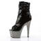 Чоботи Pleaser Adore-1008SQ *7 дюймів на підборах, 2 3/4 дюйма з відкритим носком та блискітками, чорні/сірі