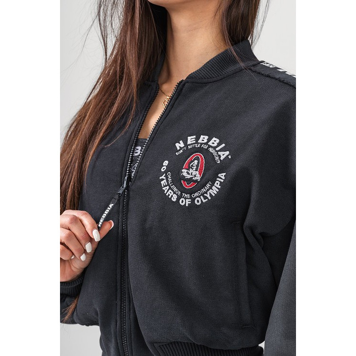 Бомбер Nebbia Washed Bomber Jacket with Contrast Lining LEGEND Black 784