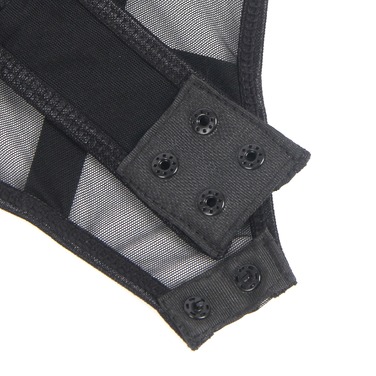 Боді зі штучної шкіри Star Night, з гартером, чорне, S