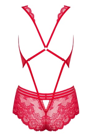 Мереживне боді Obsessive 853-TED-3 Teddy червоне, L-XL