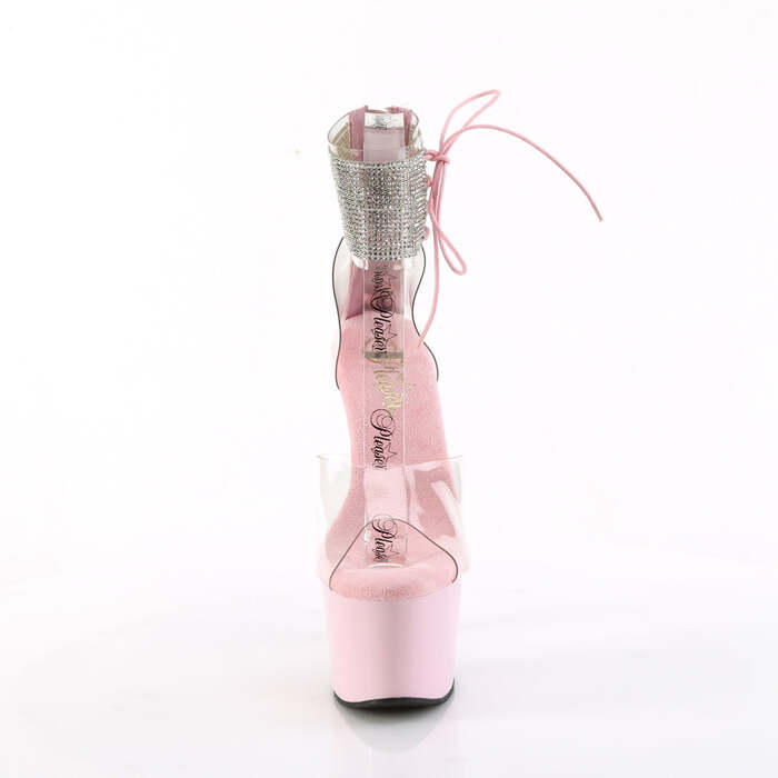 Босоніжки Adore-724RS на підборах 7 дюймів, босоніжки з манжетою на щиколотці 2 3/4 дюйма PF RS, блискавка ззаду, прозорі/рожеві