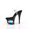 Босоніжки Pleaser Moon-708DIA на підборах 7 дюймів, з вирізом 2 3/4 дюйма та ремінцем на щиколотці з призмами, прозорі/чорні