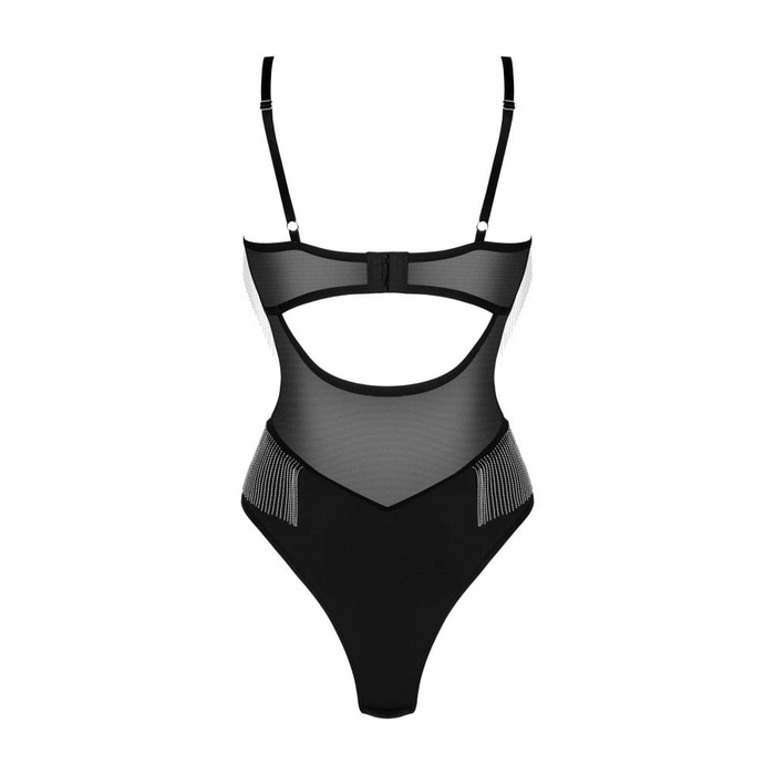 Боди Obsessive Milladis с серебрянными подвесками, черный, M/L