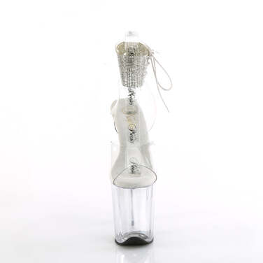 Босоножки Flamingo-891-2RS, каблук 8 дюймов, манжета на щиколотке 4 дюйма, украшенная стразами, прозрачные