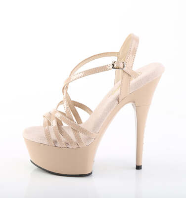 Босоножки Captiva-613, каблук 6 дюймов, босоножкии с перекрещивающимися ремешками PF шириной 1 3/4 дюйма, с RS на пятке, лакированная кожа телесного цвета