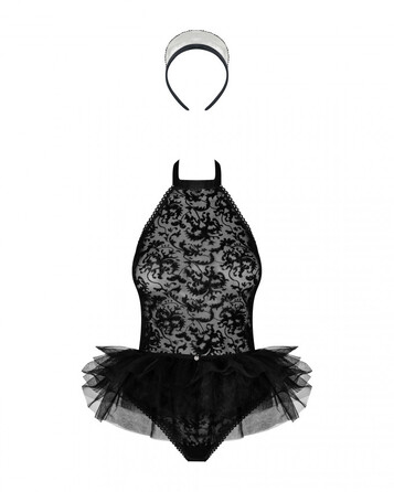 Костюм покоївки Obsessive Frilles Чорний L/XL