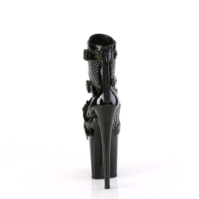 Ботинки Flamingo-1013RM, каблук 8 дюймов, ремни PF 4 дюйма, молния сзади, чёрные