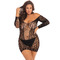 Сукня Rene Rofe Lingerie мереживна, з довгими рукавами та відкритими плечима, чорний, XL/2XL