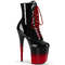 Чоботи Pleaser Flamingo-1020BR-H на підборах 8 дюймів, двоколірні черевики на шнурівці 4 дюйми PF, блискавка збоку, чорні/червоні