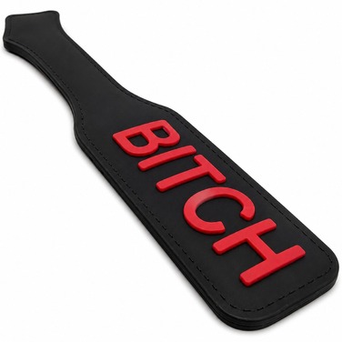 Паддл DS Fetish із червоним написом Bitch, чорний