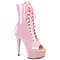 Ботильоны Pleaser Delight-1021, каблук 6 дюймов, высота 3,5 см, открытый носок, шнуровка, боковая молния, нежно-розовый