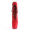 Чоботи Pleaser Adore-1020FS *7 дюймів на підборах, 2 3/4 дюйма на шнурівці, блискавка збоку, червона штучна замша