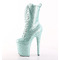 Ботинки Pleaser Flamingo-1040GP, каблук 8 дюймов, 4-дюймовые PF-ботинки со шнуровкой спереди, молния сбоку, лакированная кожа с блестками мятного цвета