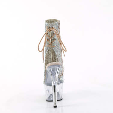 Ботильоны Adore-1018C-RS с каблуком 7 дюймов, открытым носком и пяткой 2 3/4 дюйма, боковыми молниями, серебристыми стразами AB/прозрачными
