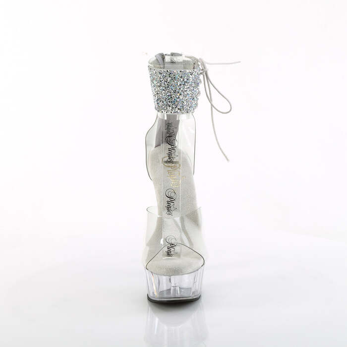 Босоножки Delight-624RS-02, каблук 6 дюймов, манжета на щиколотке 1 3/4 дюйма, молния сзади, прозрачный/серебристый