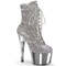 Ботильоны Pleaser Adore-1020CHRS *Каблук 7 дюймов, 2 3/4 дюйма, декорированная подошва PF RS, молния сбоку, серебристый