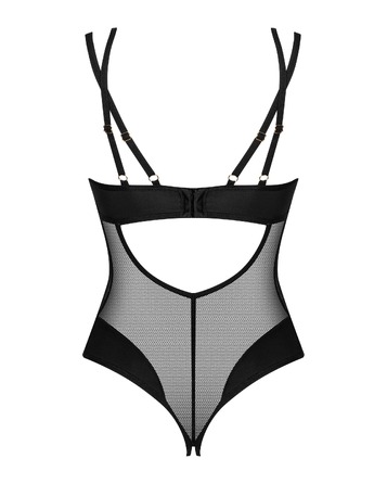 Боді з відкритим доступом Obsessive Nesari напівпрозоре, чорне, M-L