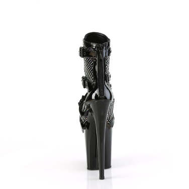 Ботинки Flamingo-1013RM, каблук 8 дюймов, ремни PF 4 дюйма, молния сзади, чёрные