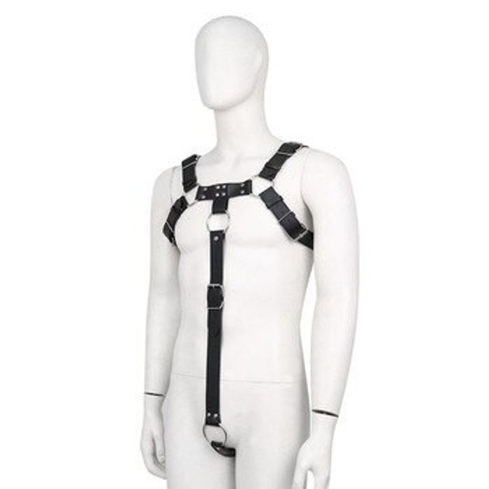 Сбруя мужская с кольцом на пенис РТ3 черная (Кожа)