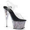 Босоніжки Pleaser Adore-708CG на підборах 7 дюймів, босоніжки з ремінцем на щиколотці 2 3/4 дюйма з блискучими вставками, прозорі/сріблясті