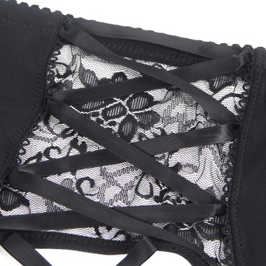 Мужской пояс кружевной с подвязками Star Night черный, L